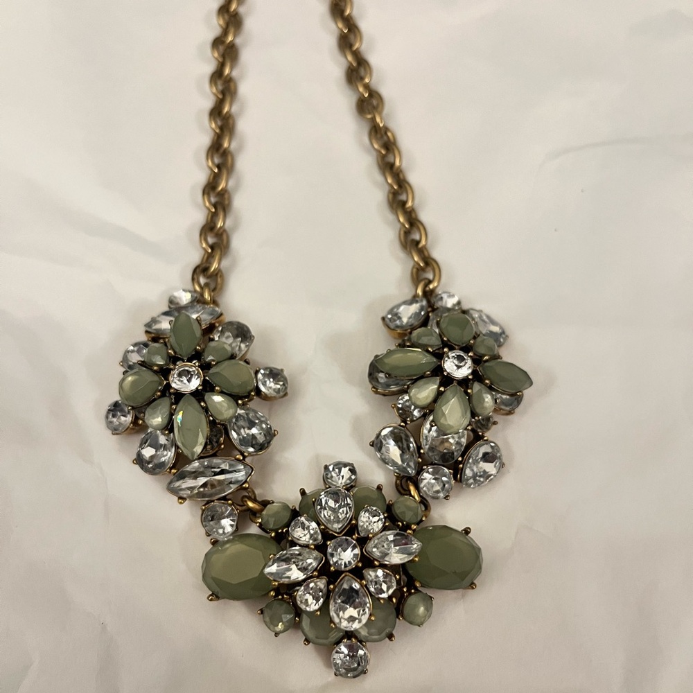 Jcrew Mint Green Floral Necklace